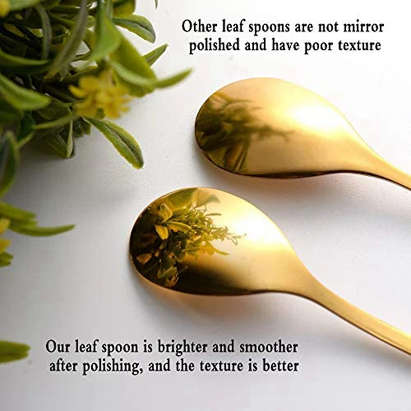 40PCS Dessert Spoon And Fork Set Cake Fork Coffee Spoon Creative Fruit Fork Stainless Steel -Gold image 5