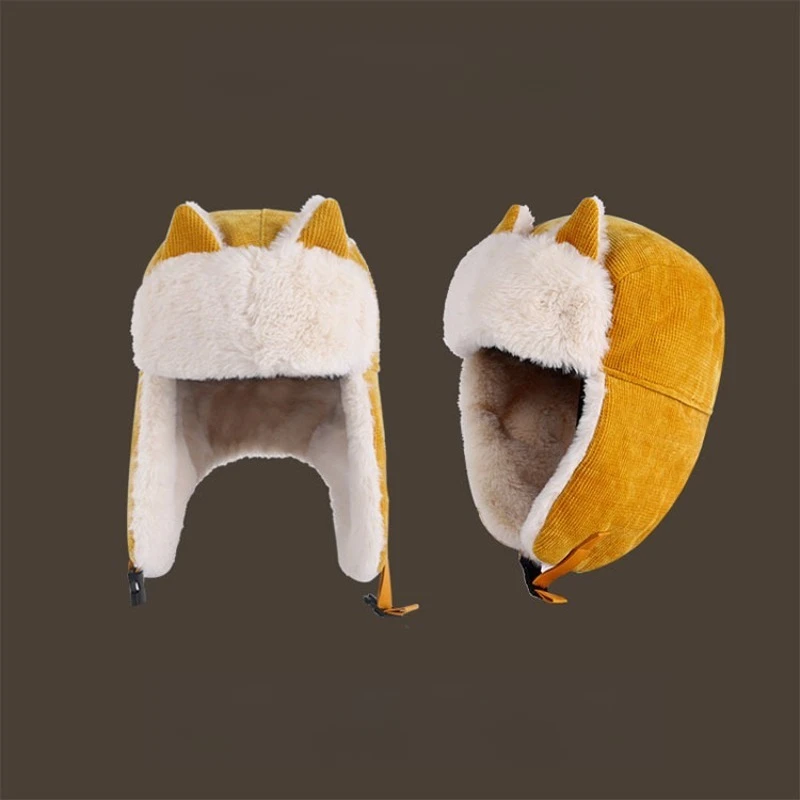 قبعة قطة أذن الرعد النسخة الكورية للسيدات لطيفة للخريف والشتاء لركوب الدراجات مقاومة للرياح لحماية الأذن في الشتاء ومقاومة للبرد قبعة قطنية دافئة #1