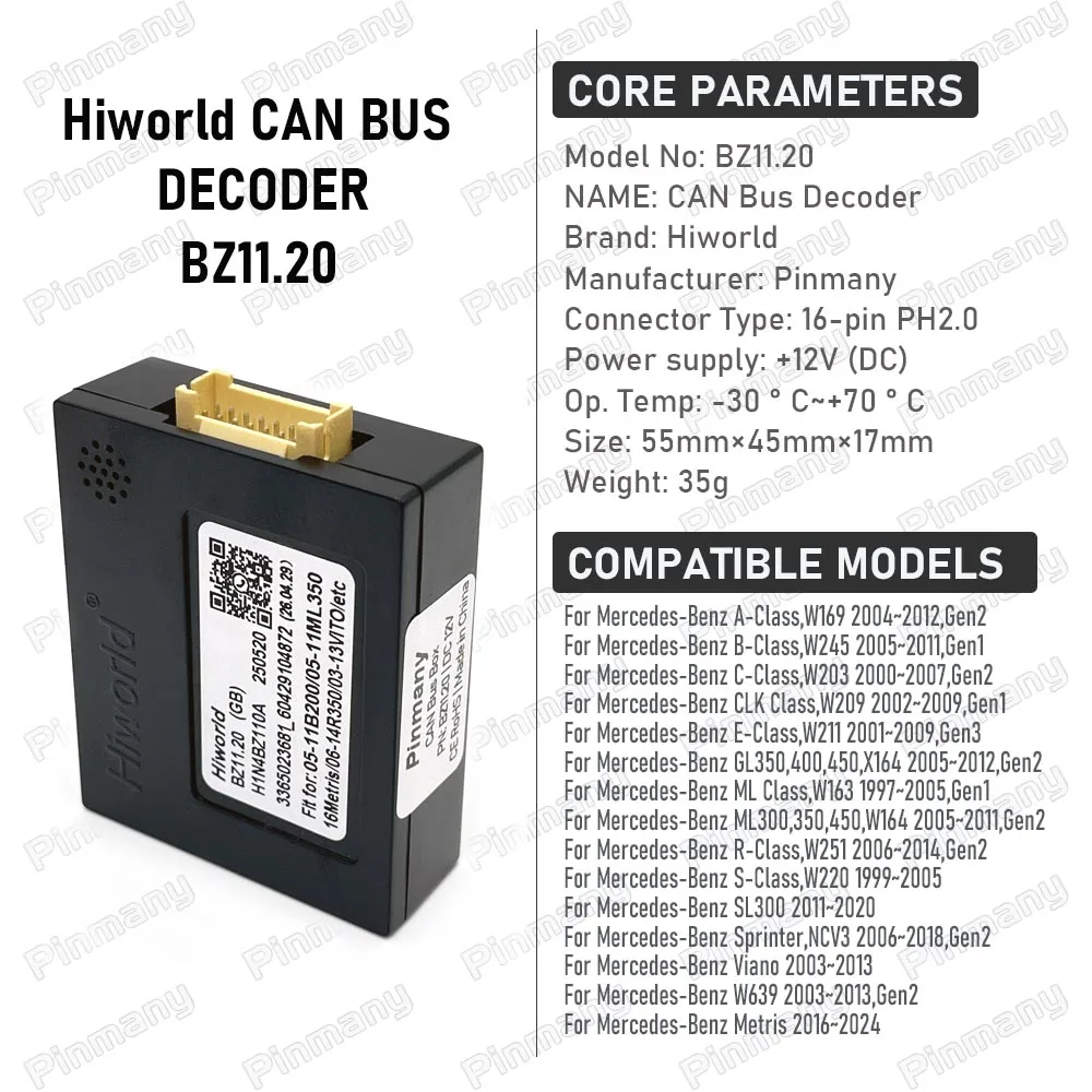 CAN Bus Decode BZ11 for Mercedes-Benz A B C E R S CLK ML Class GL350~GL450 ML300 ML350 ML450 SL300 Sprinter Viano Vito Metris