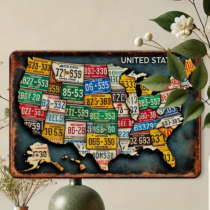 Vintage Route 66 License Plate Metal Sign - | Perfect for Garage, Bar, Home,Cafe Wall Decor Waterproof,Dustproof