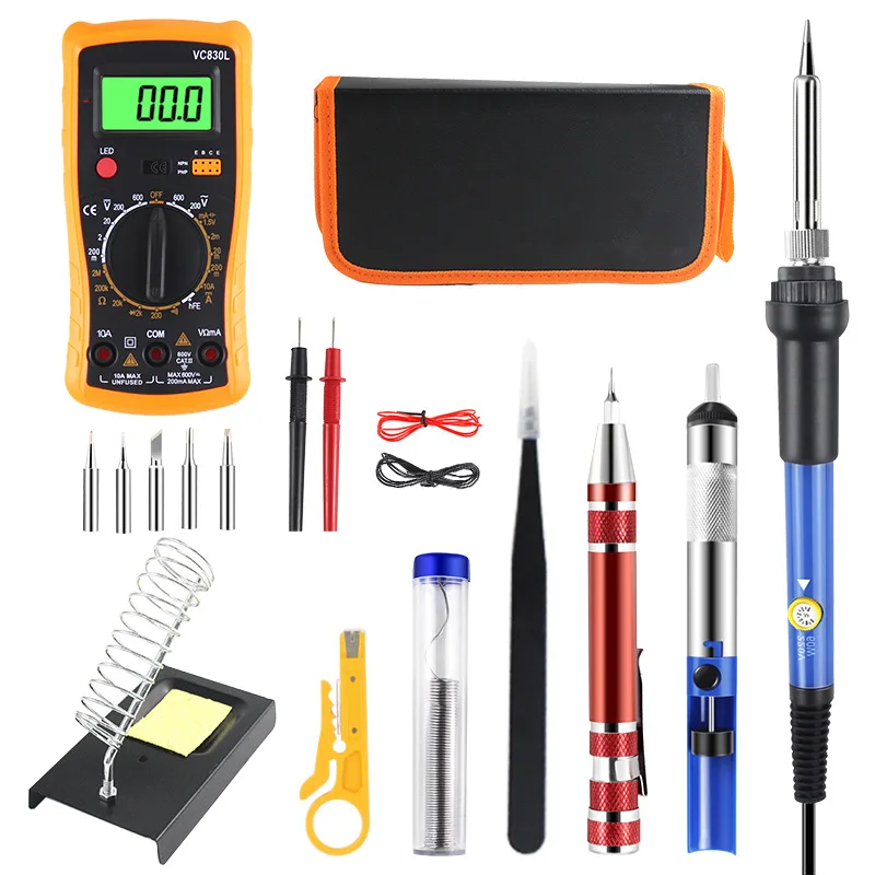 Electric Soldering Iron Kit Set Industrial DIY OEM 220V 60W Adjustable Temperature Digital Multimeter