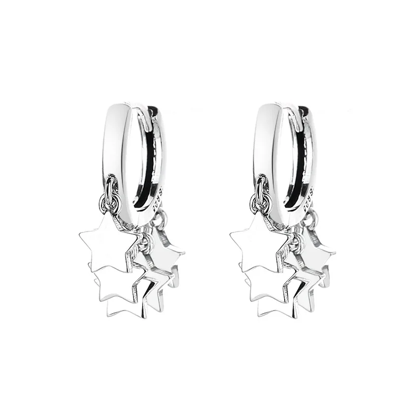 Pendientes colgantes de estrella múltiple para mujer, joyería de moda de plata sólida 925, nuevo XY0043