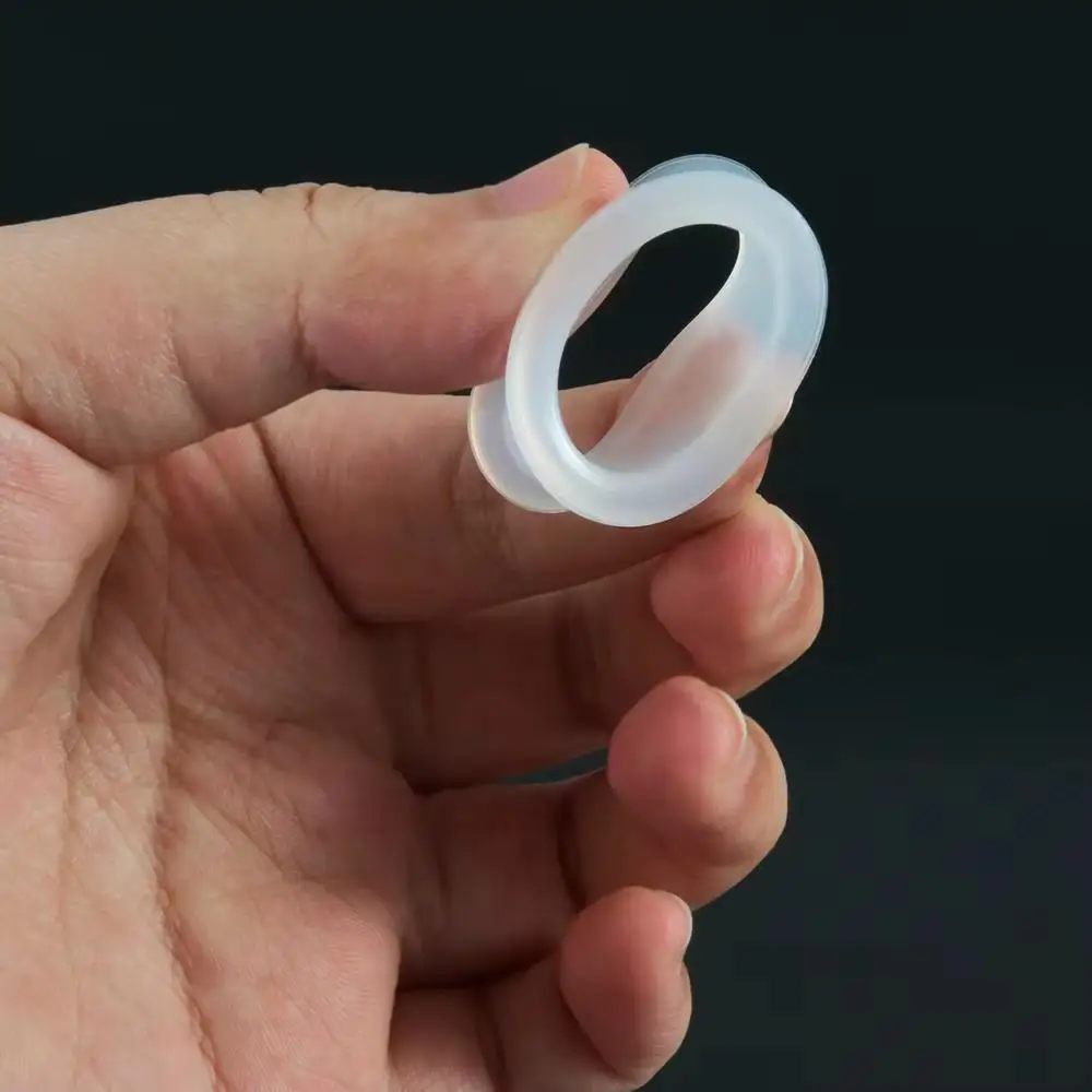 1Pair Flexible Clear Color Silicone Double Flared Ear Tunnel Plugs Flesh Tunnel Ear Expander Stretchers Body Piercing Jewelry