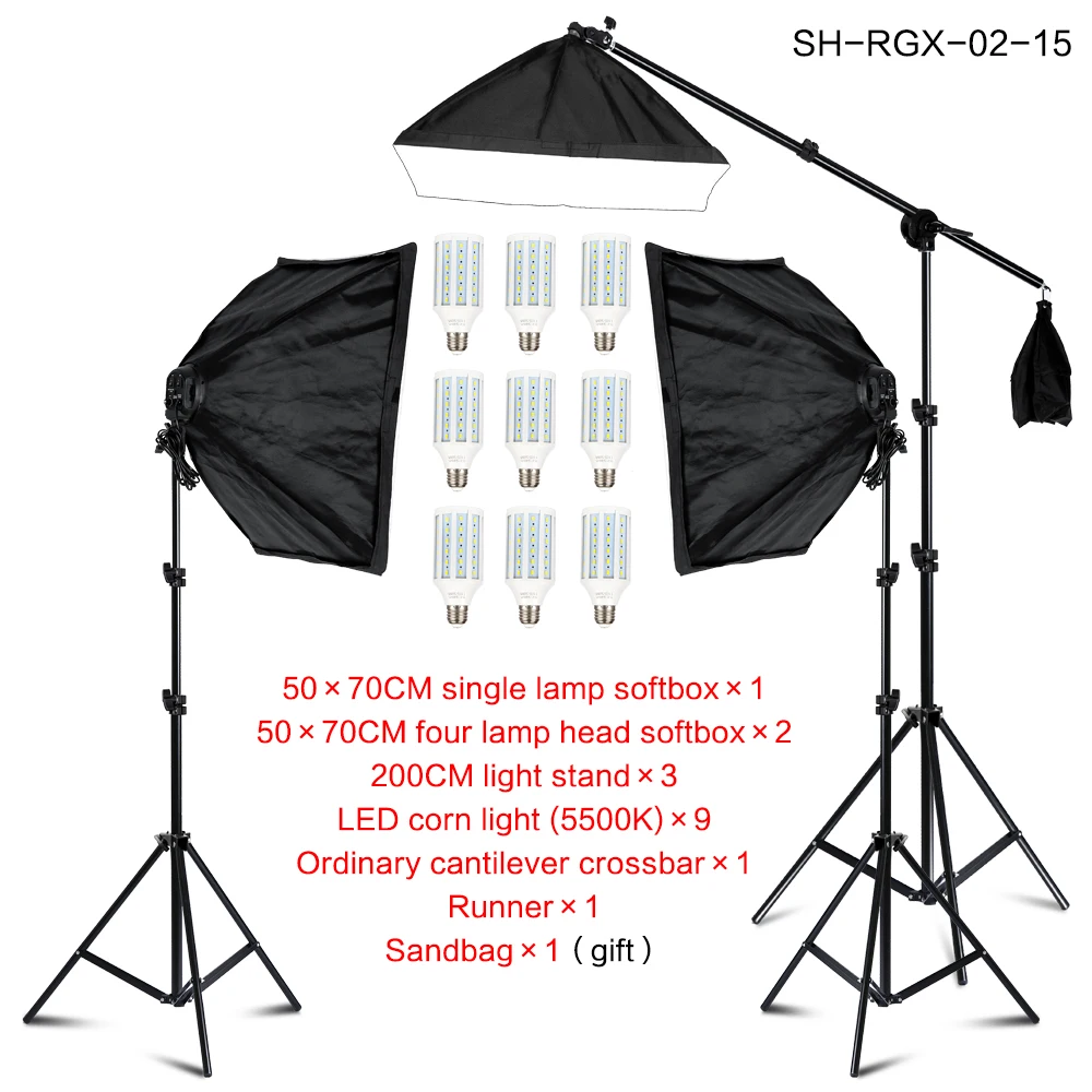 New 3/9pcs Bulb  Lamp Holder Photographic Softbox Photo Studio Continuous Lighting System Kits 20/30/40W Photography Soft Box