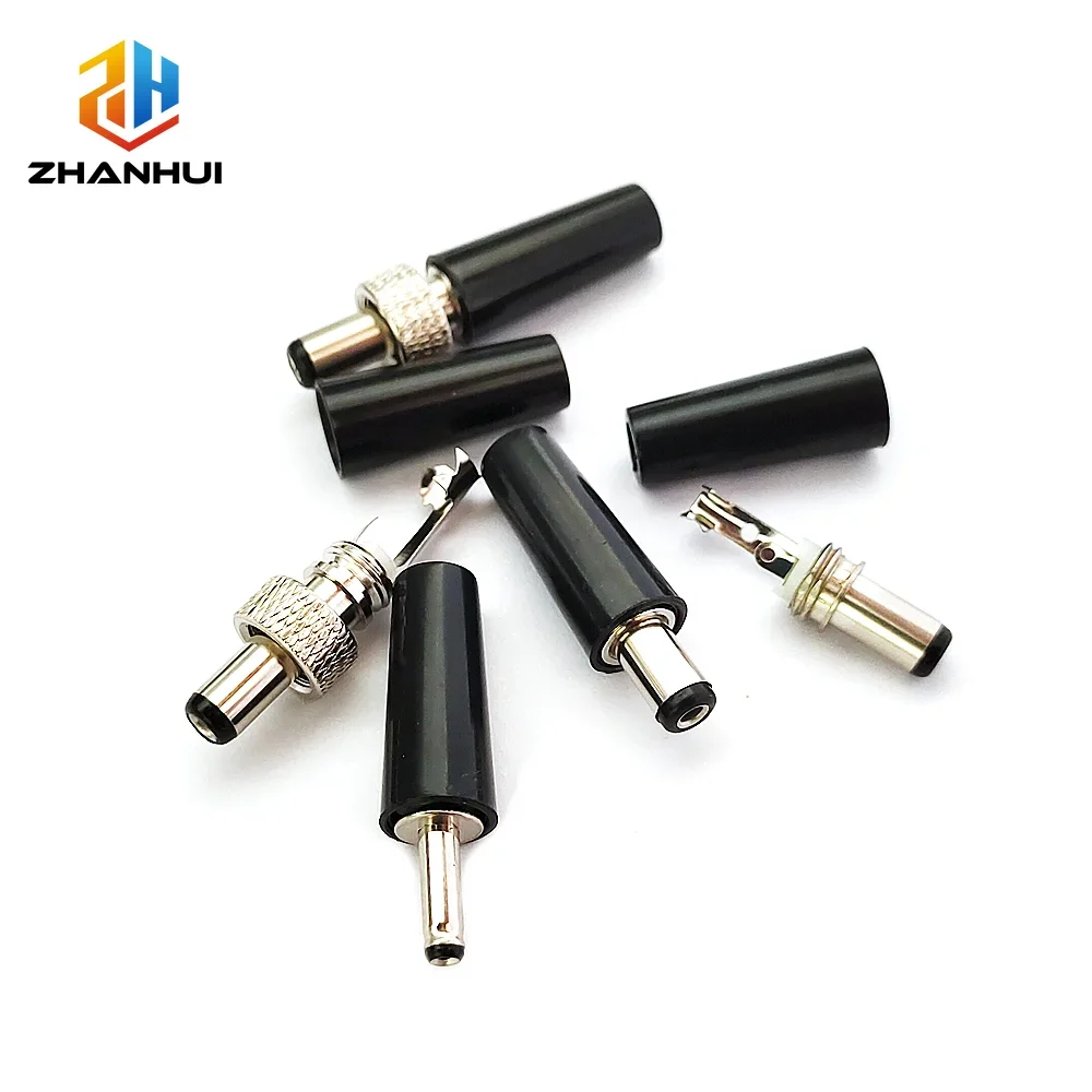 5/10PCS DC Power Male Plug with Lock - 5.5×2.5/5.5×2.1/3.5×1.35mm Welding Connector for DIY Power Cable