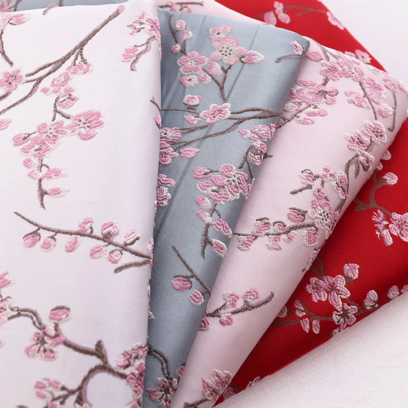 

Floral Embroidery Satin Brocade Fabric Embossed Jacquard Design Fabric Sewing Material Cheongsam Dress Garment DIY Fabric