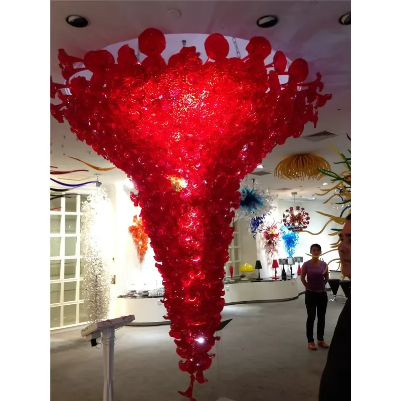 Hot Sale Wedding Hall Big Red Chandelier Trade Ceiling Lights Modern Pendant Light for Wedding