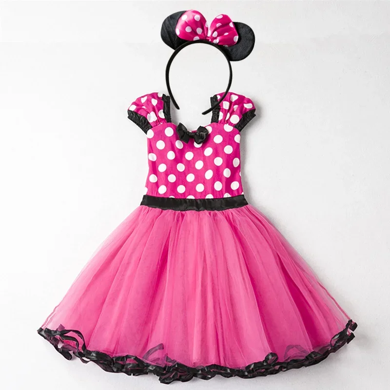 Cute Baby Girl Dress for 9M-5Y Children Halloween Clothes Kids Minni Mouse Polka Dot Dress Girl Birthday Party Christmas Costume