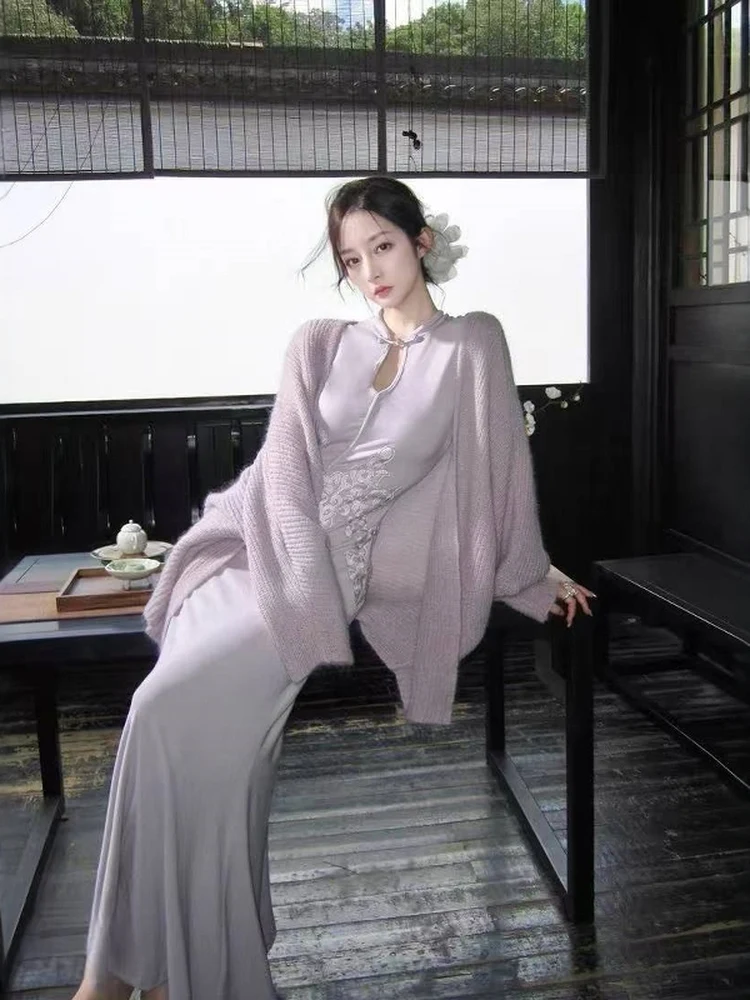 Retro Chinese Style Slim Fit Embroidered Dress Soft Waist Cinching New Style Soft Polyester Fiber Wedding Party Evening Dress