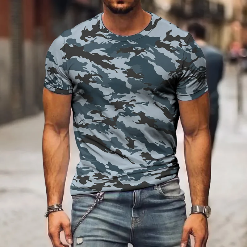 New Fashion Army Tough Guy Men\'s T-shirt 3D Printed Veterans Camouflage Sports Outdoor Feature Quick Dry Round Neck Short Sleeve