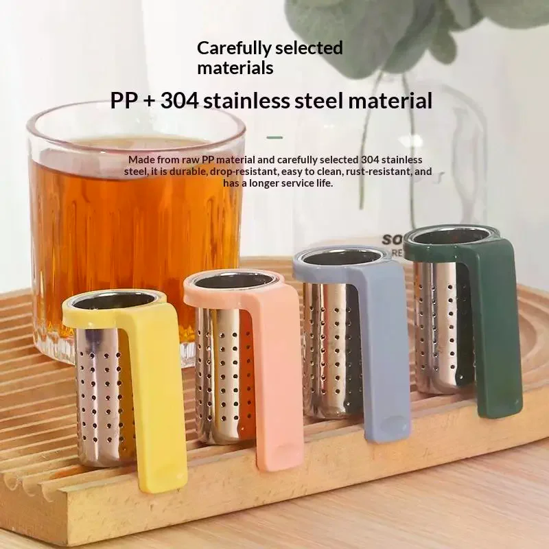 Creative Stainless Steel Clip Hanging On Cup Tea Strainer Cup Clamp Tea Infuser With Handle Fine Filter For Home Office Daily view 2