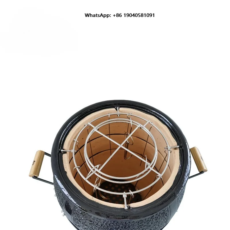 Kimstone Outdoor Kitchen 21 Inch Kamado BBQ Charcoal Hanging Grill with Portable Steel Stand