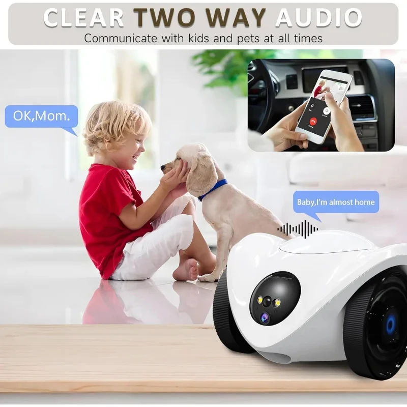 2026 Pet Camera Treat Dispenser, Movable Robot Cam for Dogs Cats, 1080P Indoor Security, 2-Way Talk, 2.4GHz WiFi Only