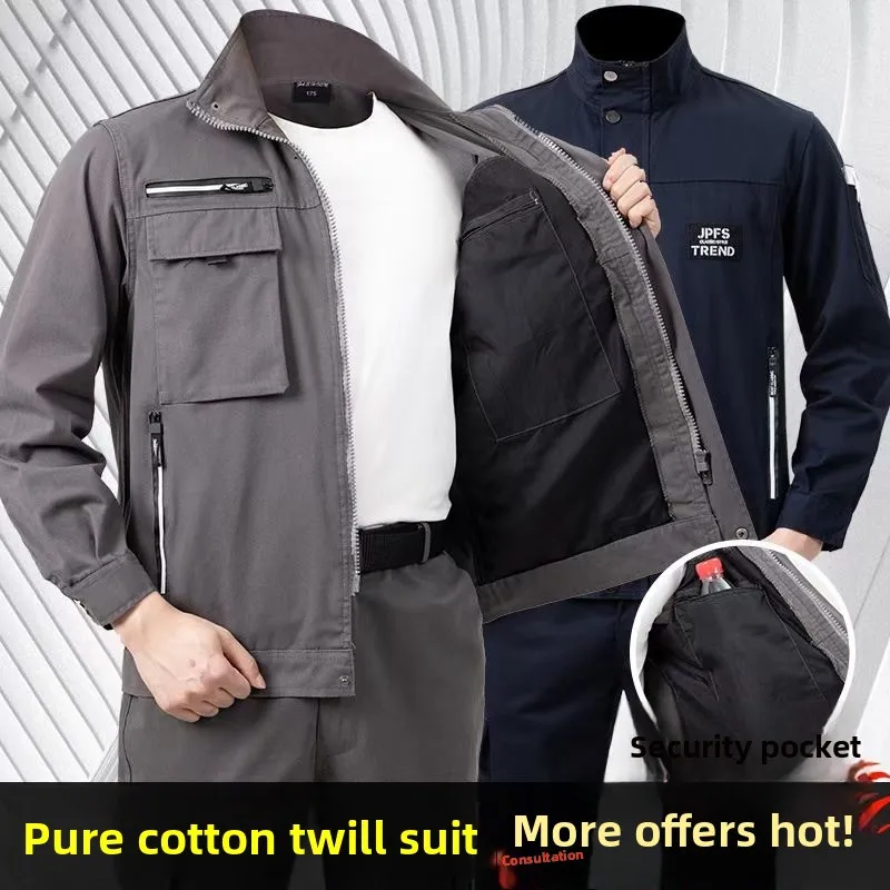 Labor Protection Clothes Twill Overalls Set Men's Dirt-resistant Wear-resistant ,Electric Welder Auto Repair Site SafetyClothing