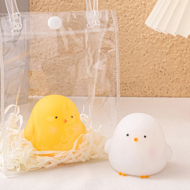 Cute Fat Yellow Chicken LED Small Night Light Soft Warm Light Children\'s Bedroom Bedside Lamp Boy Girl Desktop Decoration Gift