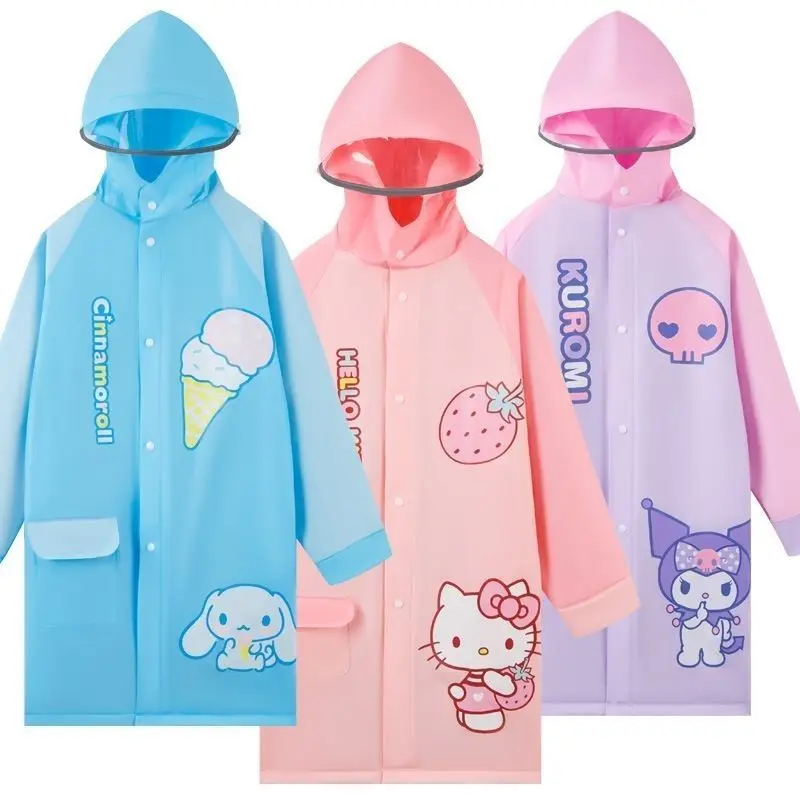 Creative Hello Kitty My melody Kuromi Cinnamoroll children's raincoat Sanrio rainproof big children waterproof full-body poncho