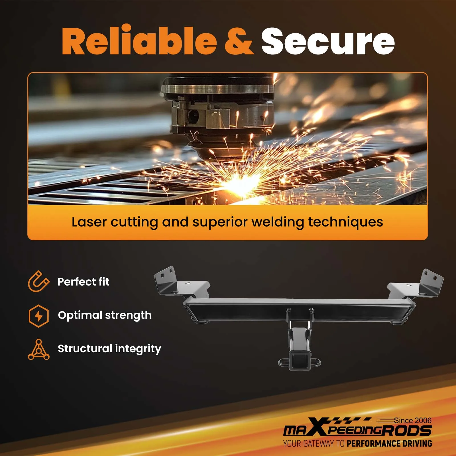 Ricevitore gancio di traino posteriore per Jeep Compass 2017-2025 2" Classe 3 4000 libbre GTW Acciaio