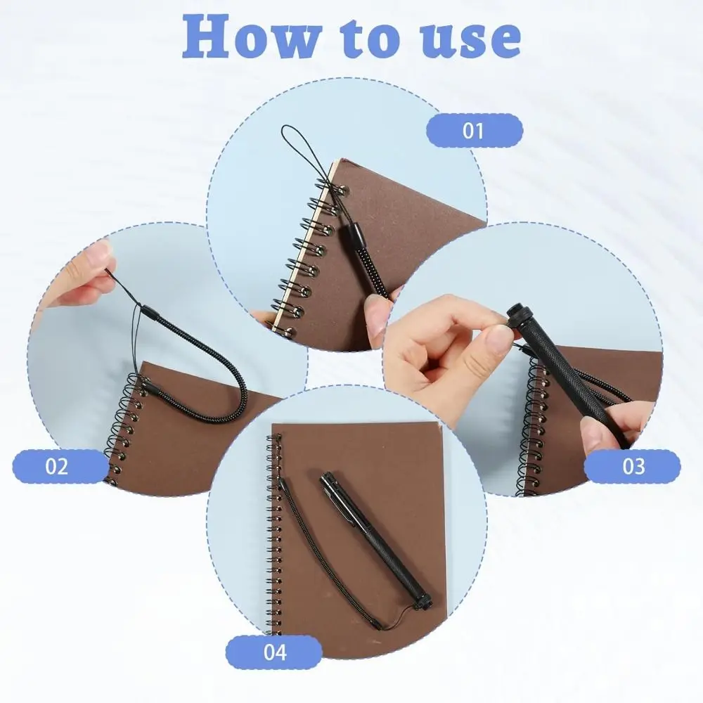 5pcs Professional Retractable Pen Lanyard Anti-lost Elastic Stylus Tethers 40cm Length Pen Leash Office