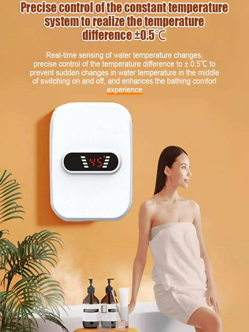 Aquecedor elétrico instantâneo de água com temperatura, mini aquecedor de água, aquecimento, rápido, quente, cozinha, banheiro