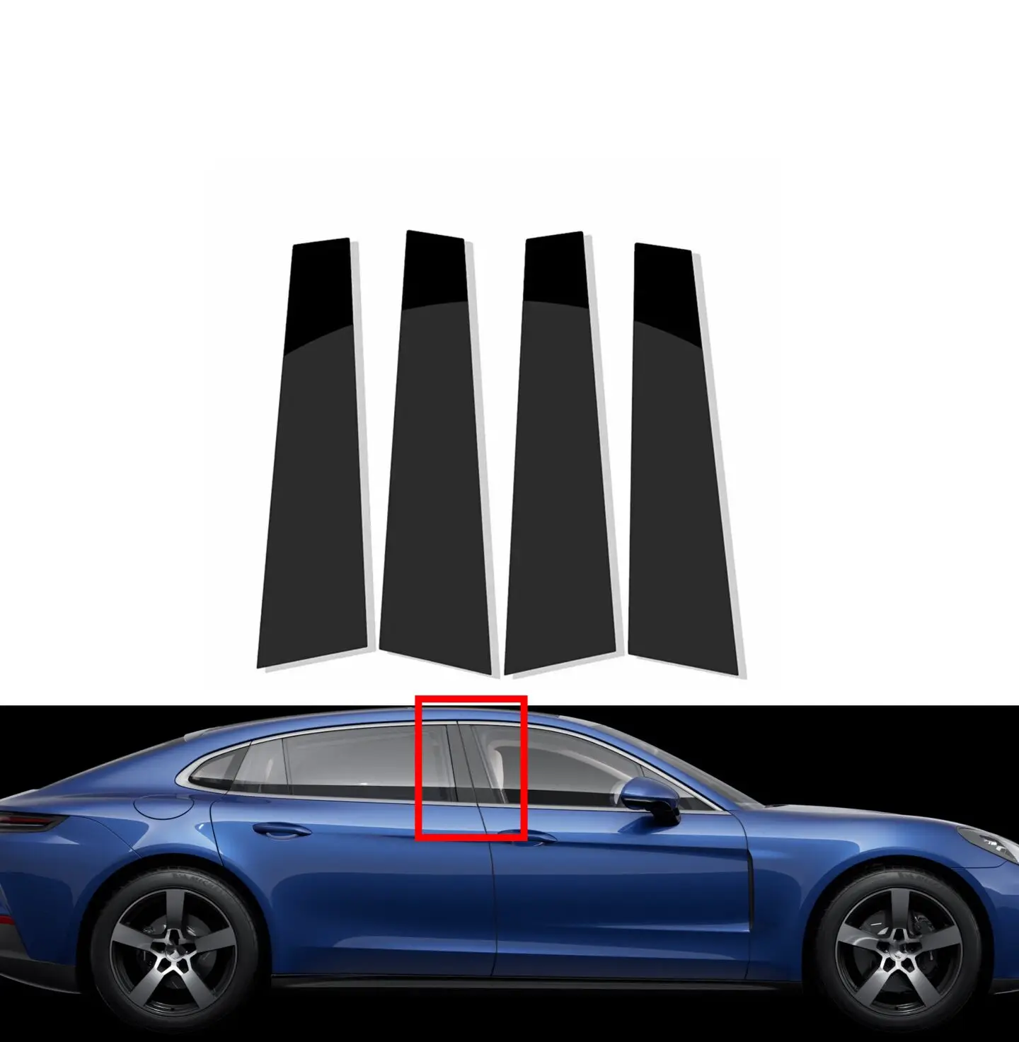 

4PCS Gloss Black Pillar Posts For Porsche Panamera 2010-2016 Car Door Trim Cover BC Column Sticker