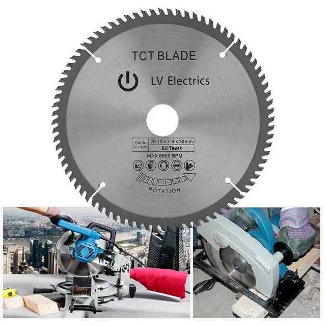 Brzeszczot do cięcia drewna 210 mm 80 zębów Średnica otworu 30 mm Brzeszczot do piły tarczowej z 3 pierścieniami O Tarcza do cięcia drewna