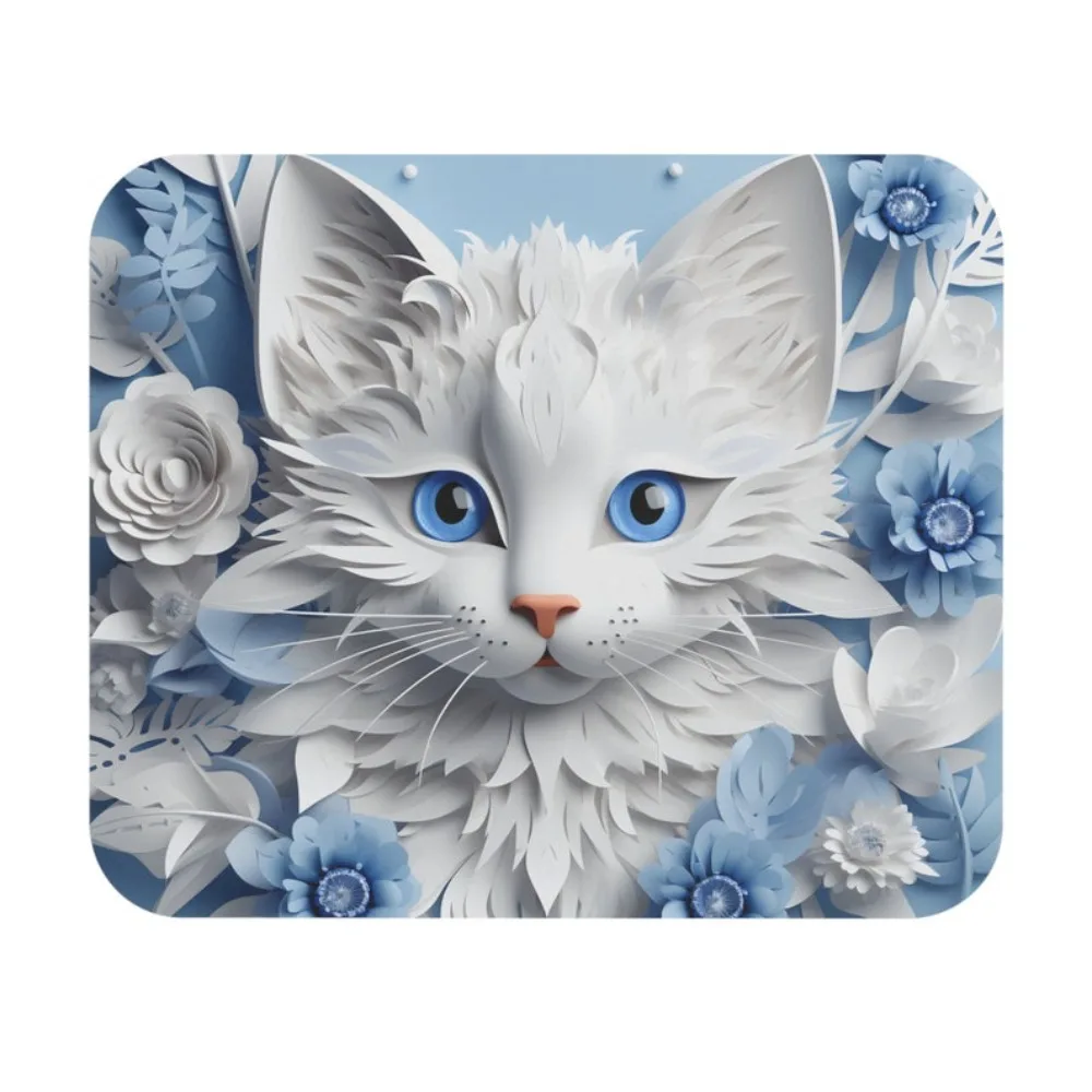 

3D коврик для мыши с синим котом, аксессуар для компьютерных игр, резиновая печать высокой четкости, противоскользящая, прочная, моющаяся, высокое качество