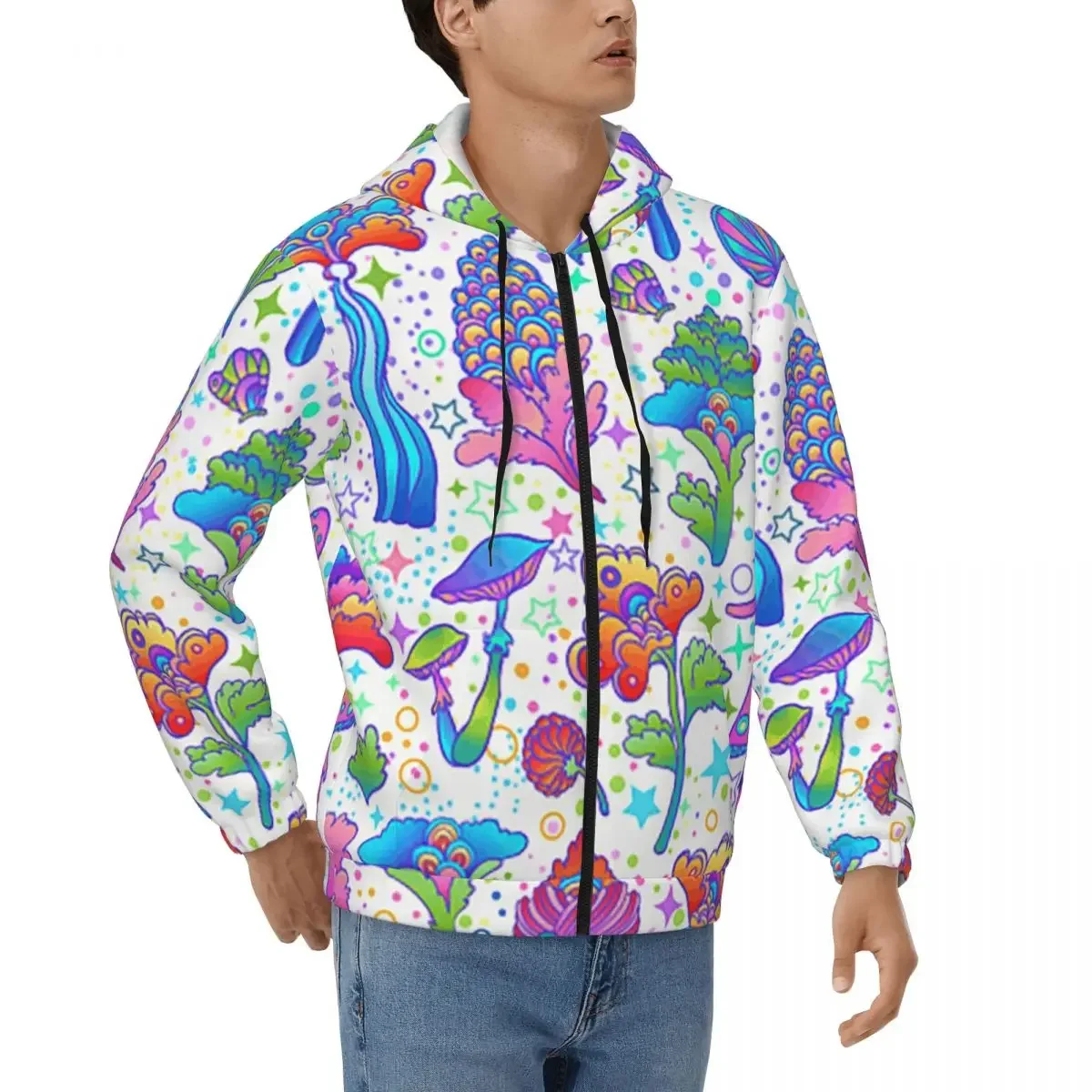 Trippy Mushroom Psychedelic 18 Zipper Hoodies Hip Hop Pullover Autumn Winter Men Women Sweatshirts Long Sleeve Tops