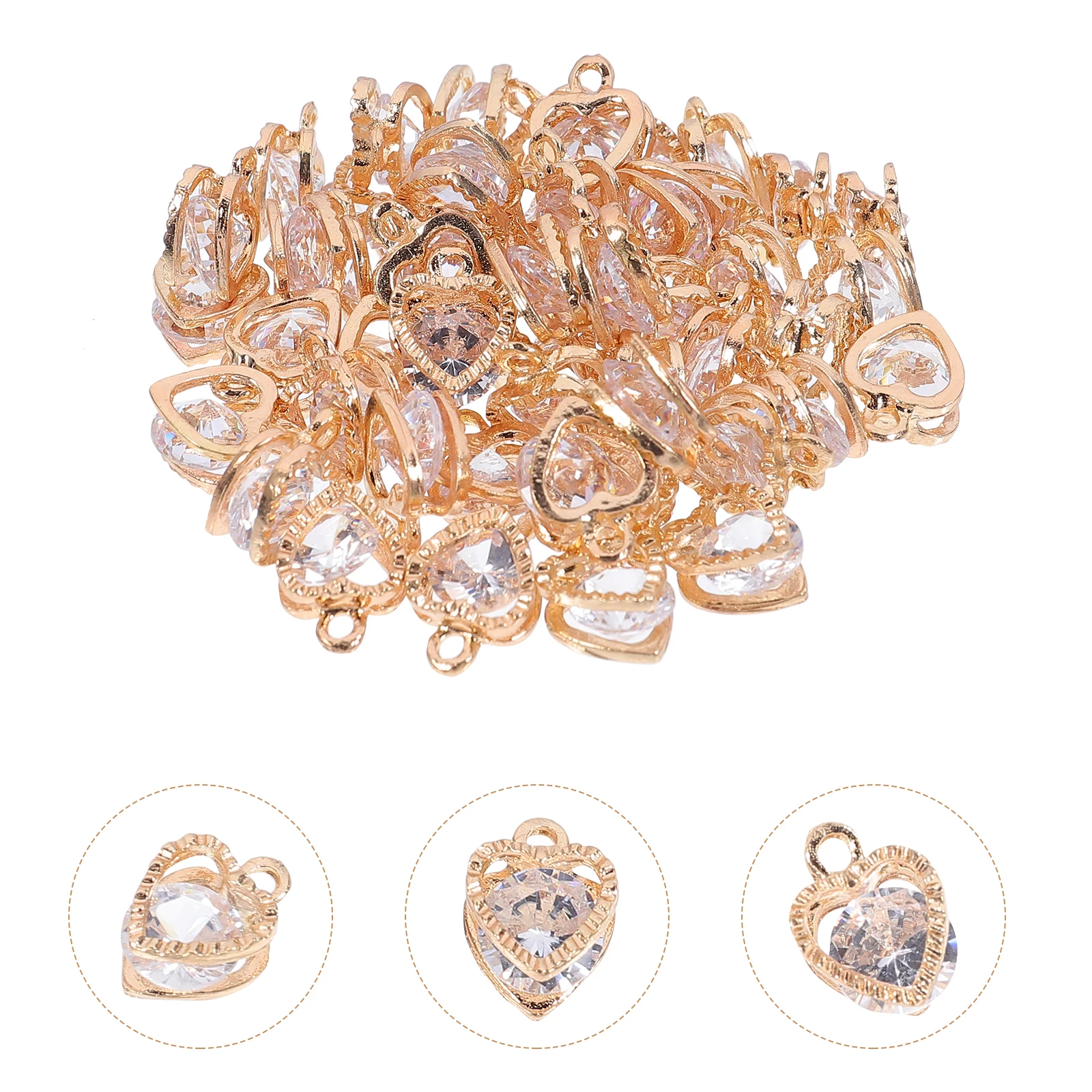 

50Pcs Heart Crystal Accessories DIY Jewelry Pendants Alloy Decorations Bags Costumes Handmade DIY Ornaments Alloy Pendants