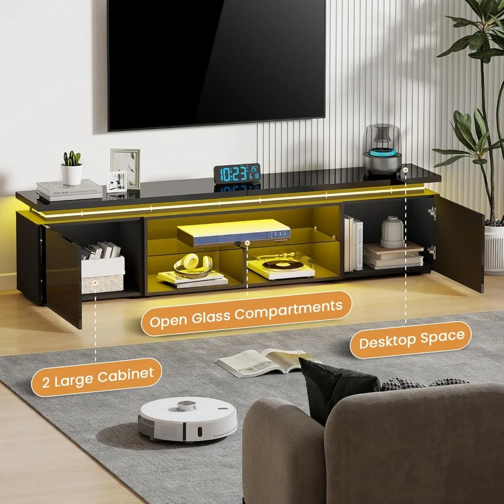 100 Inch TV-Stand - TV Stand for 90 95 100 Inch Televisions- Entertainment Center with Dynamic LED Lights  Customized