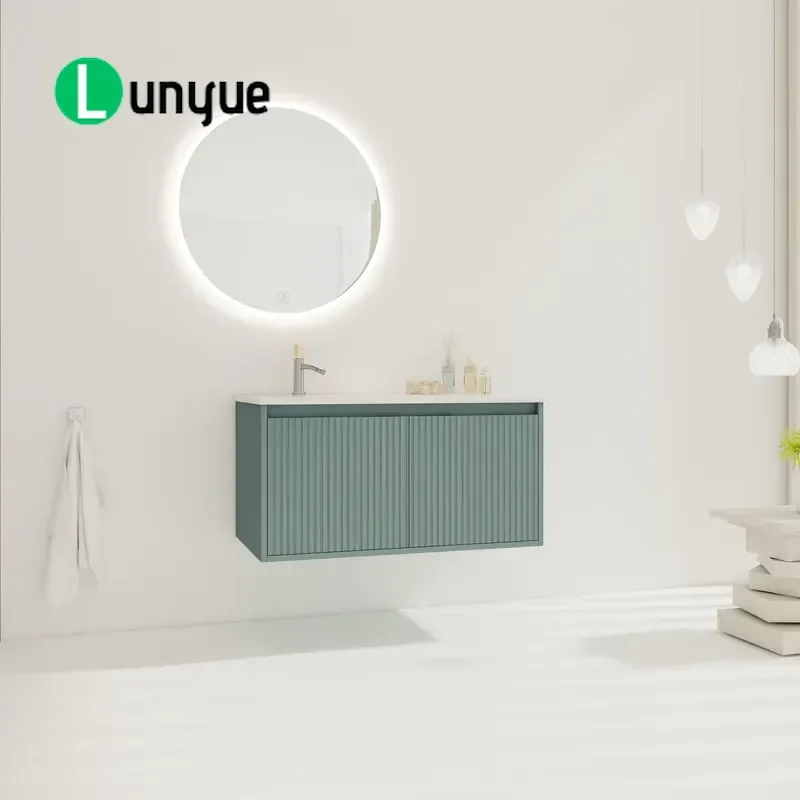 Modern 36 Inch Wall Mounted Plywood Floating Bathroom Vanity Cabinet with Ceramic Droplet Sink for Home Decor Easy Install