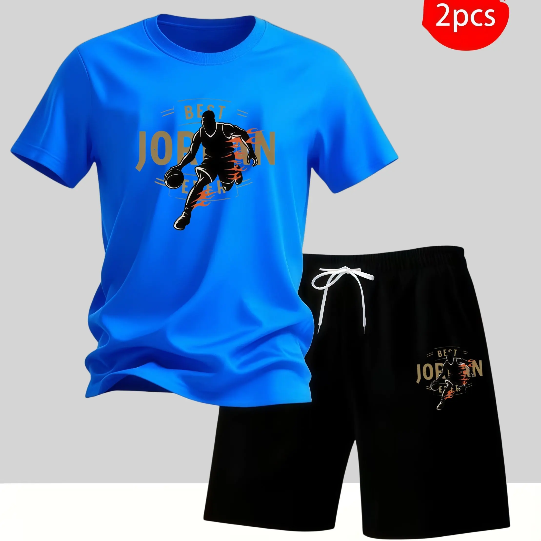2026 Summer Men's Set Urban Casual Fashion T-shirt and Shorts High Quality Crew Neck Short Sleeve Outfits Male Daily Sportswear view 4