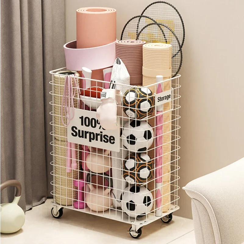 Yoga Mat Storage Rack Removable Foam Shaft Wrought Iron Storage Basket Fitness Sports Equipment Badminton Racket Storage Basket