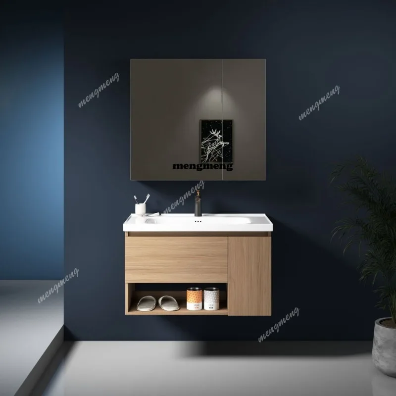 Solid wood mirror cabinet, drawer, bathroom, wash basin, wash table, bathroom cabinet.