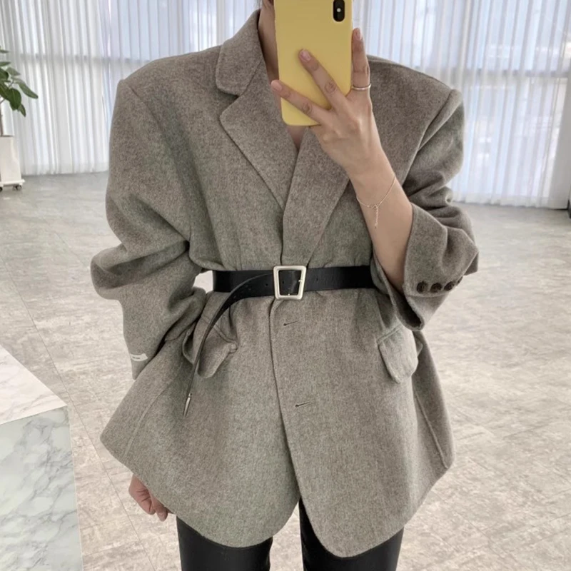 Neploe Chic Autumn Niche Suit Collar Fake Pocket Jacket Loose Casual Solid Color Coat Fashion Single Breasted Female Jackets