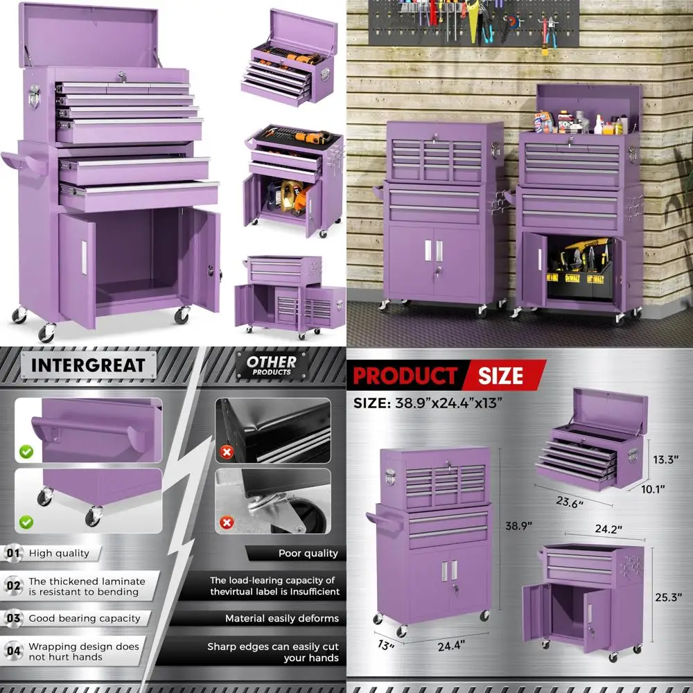 

Скринька для инструментов с 8 ящиками и съемной столешницей, портативный шкаф для хранения для ремонта мастерских