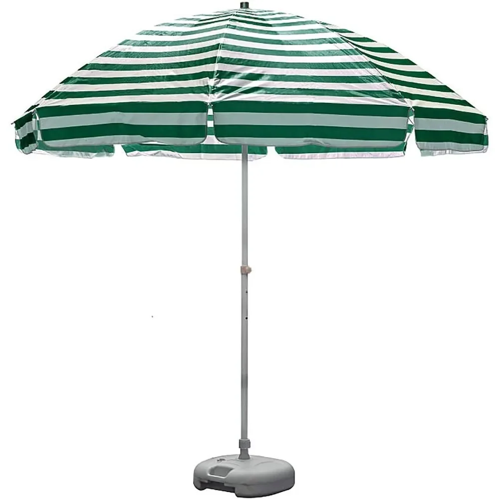 

Patio Umbrella 8ft Market Striped Parasol Patio Umbrella with Base, Beach/Deck/Poolside Sun Shelter,
