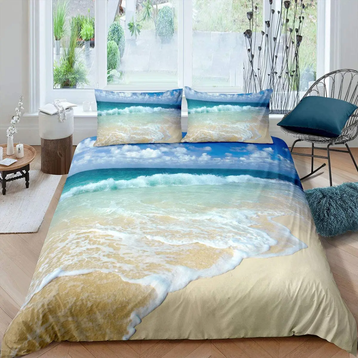 

Ocean Wave Duvet Cover Set Beach With Foamy Waves Twin Bedding Set Sea Shore Holiday Theme Queen King Size Quilt Cover