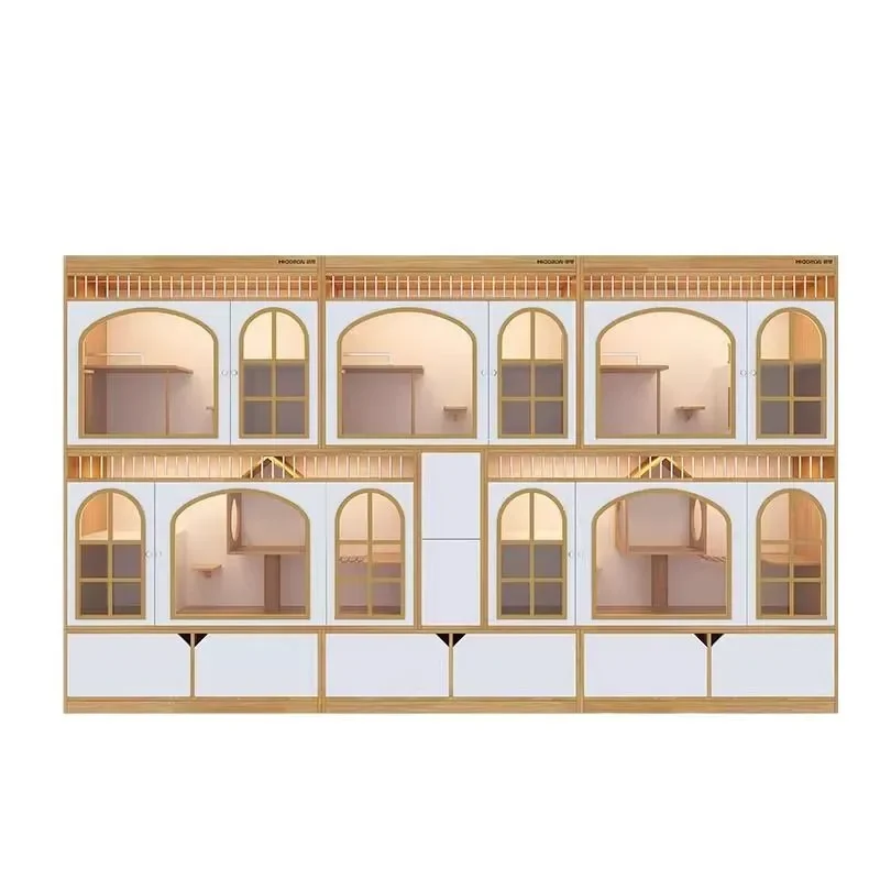 Roman Holiday Coffee Special Cat Villa Breeding Large Luxury Multi-layer Cage Pet Shop Cat Display Cabinet