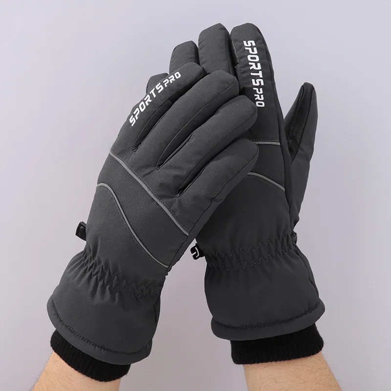 Gants de ski rembourrés en velours pour hommes, gants d'équitation chauds, coupe-vent, écran tactile, moto, neige, extérieur, hiver