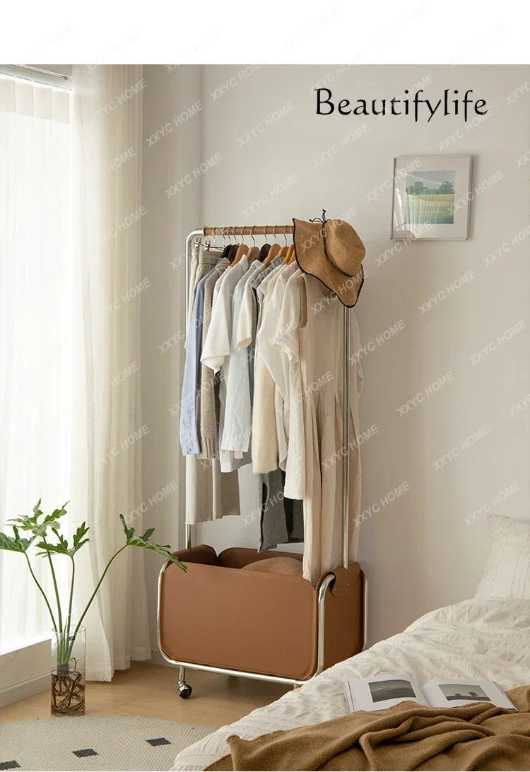 

Hanger Small Apartment Mobile Storage Rack Ins Stainless Steel Leather Coat Rack