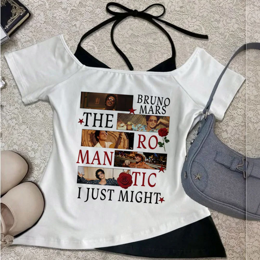 Bruno Mars cropped top female anime gothic cheap y2k vintage top tees cheap clearance sales alternative