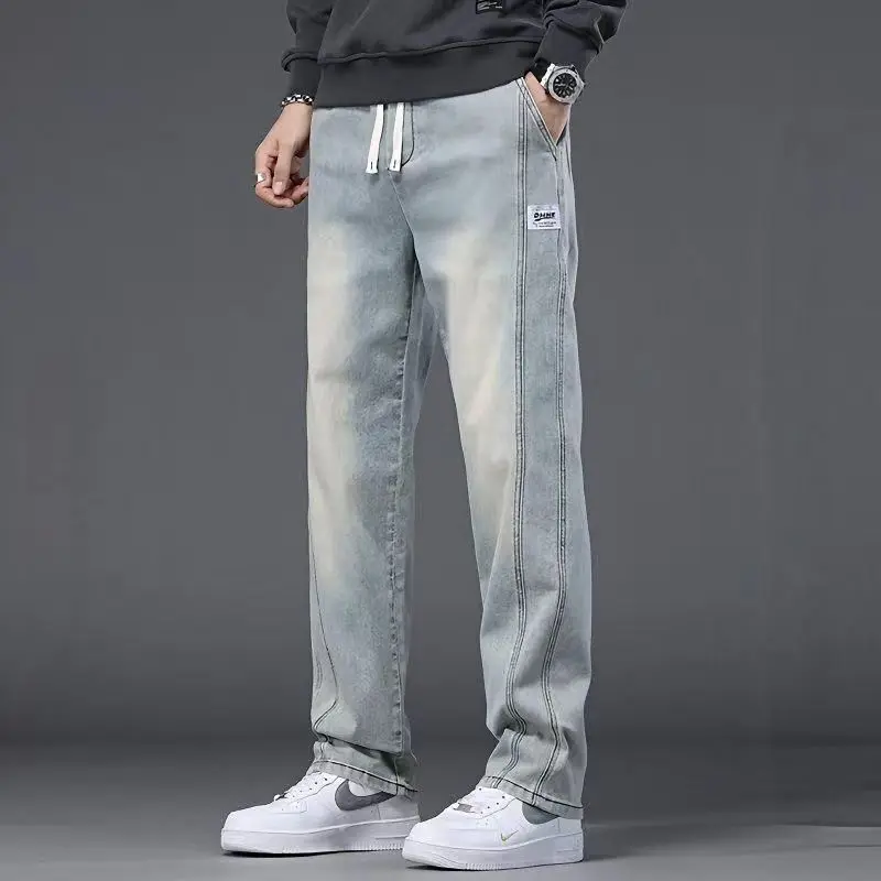 Men's Casual Loose Straight Leg Jeans Spring Autumn New Style Fashionable Wide Leg Long Trousers Versatile for Men