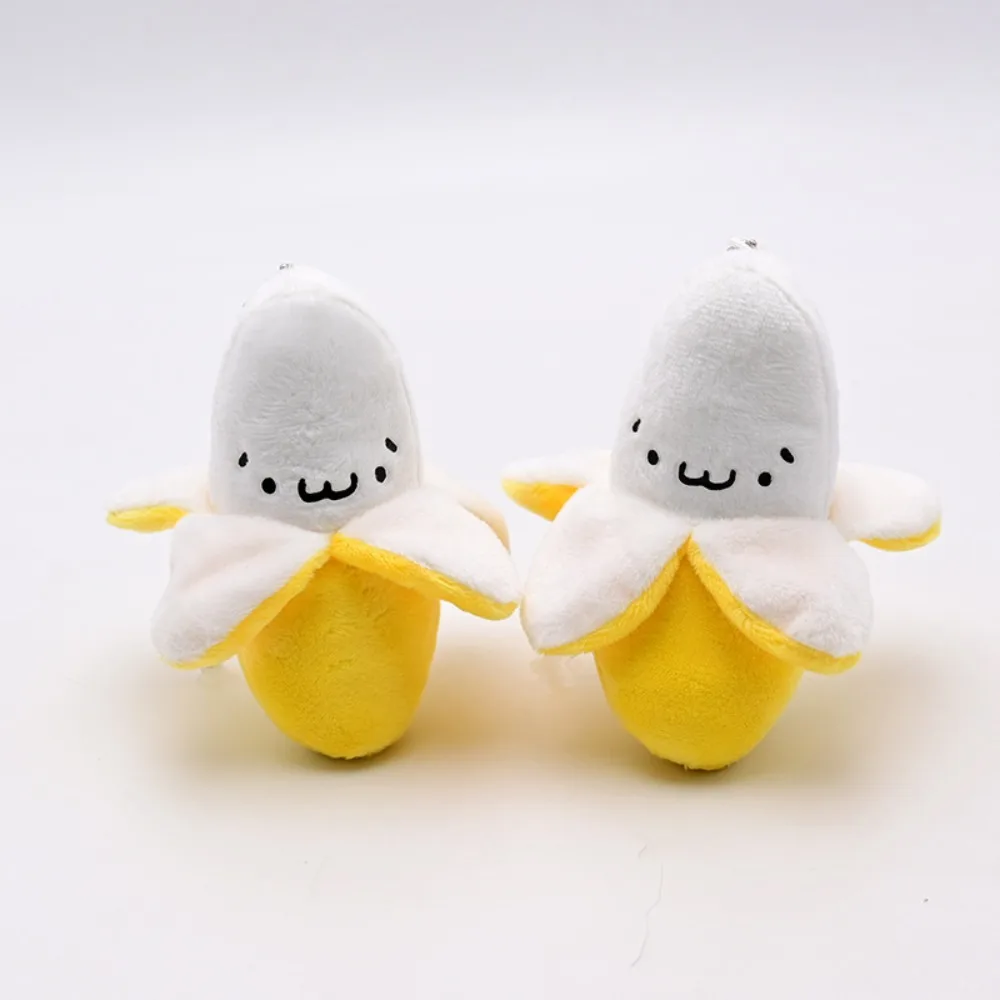 Cartoon Peeled Banana Plush Toy Keychain Backpack Hanging Pendant Keyring Doll Machine Doll Decorative Accessories Ornament