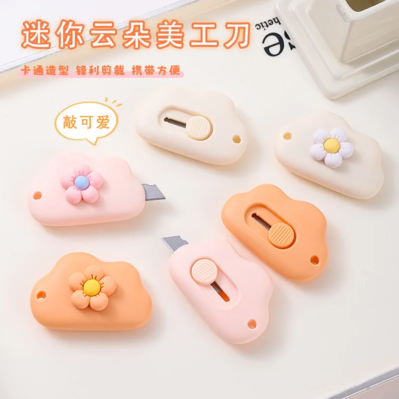 Mini Cuchillo Utilitario en Forma de Nube, Cortador de Papel Retráctil para Sobres, Oficina, Escuela, Suministros de Papelería