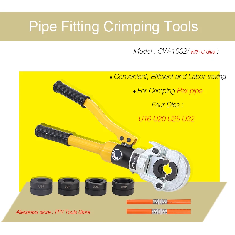 Hydraulic Pex Pipe Crimping Tools CW-1632 Pressing Plumbing Tools for Pex Pipe with U jaws GC-1632