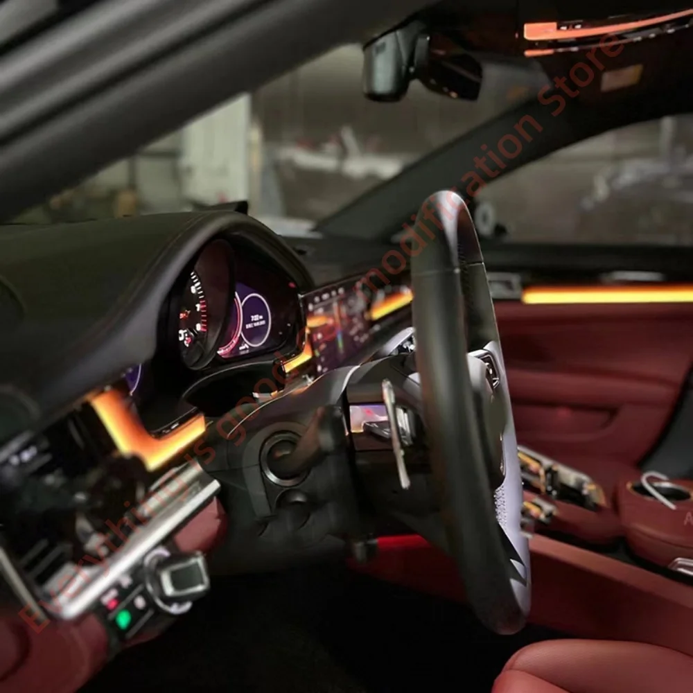 Fit For Porsche Panamera 2017-2024 LED Ambient Light Automotive Interior Lighting Upgrade Atmosphere Lamp Piano Black Trim Board