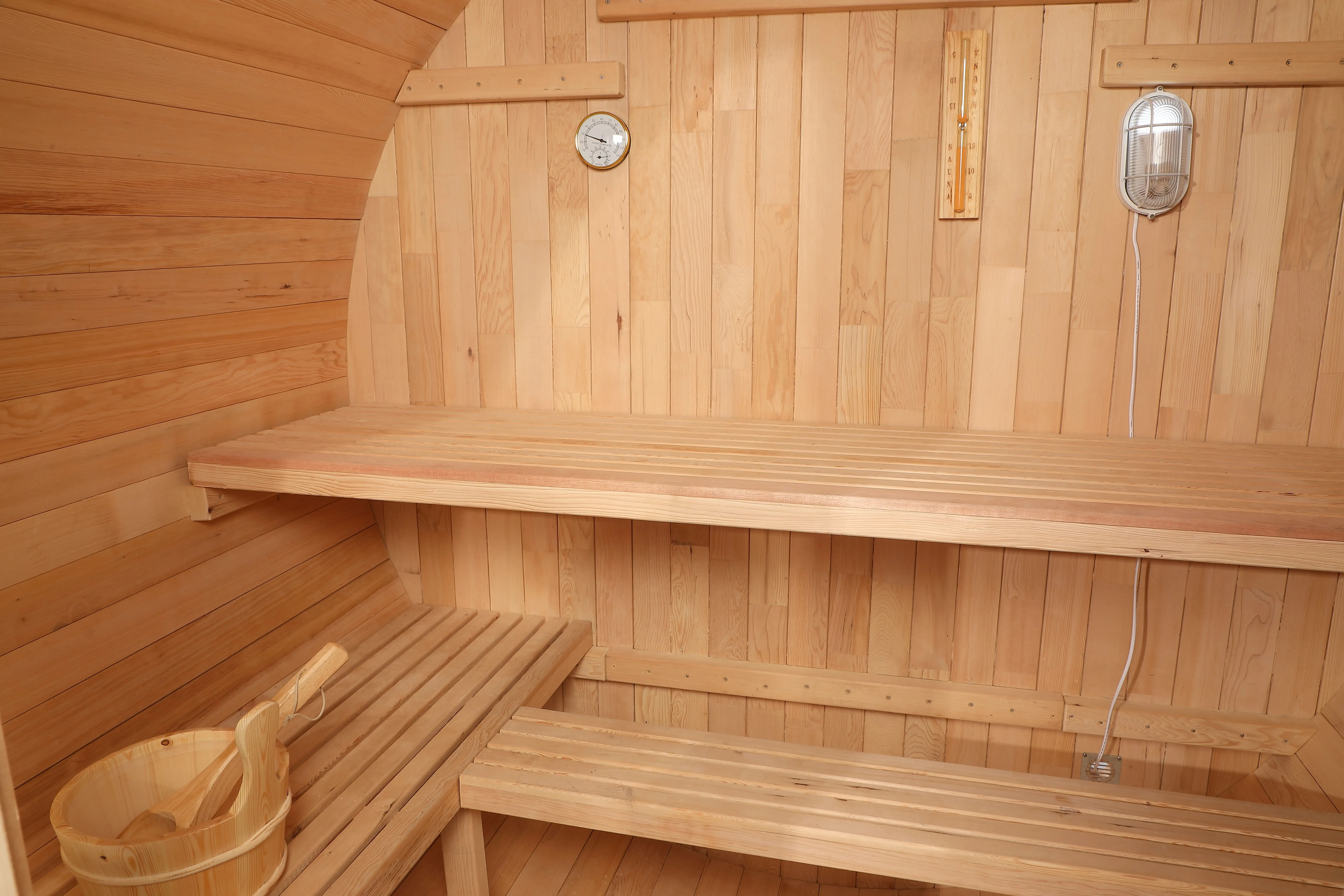 Cedar Barrel Sauna Wood Dry Steam Traditional Sauna Room Outdoor Wooden Burning Barrel Sauna Room