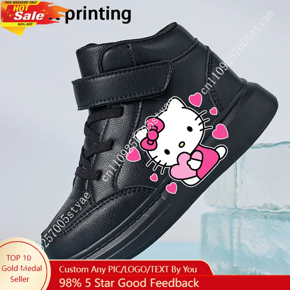 

1 Pair Hello Kitty New White Black High-Top Sports Shoe with Design Fashionable and Versatile for Boys Girls Best Choice