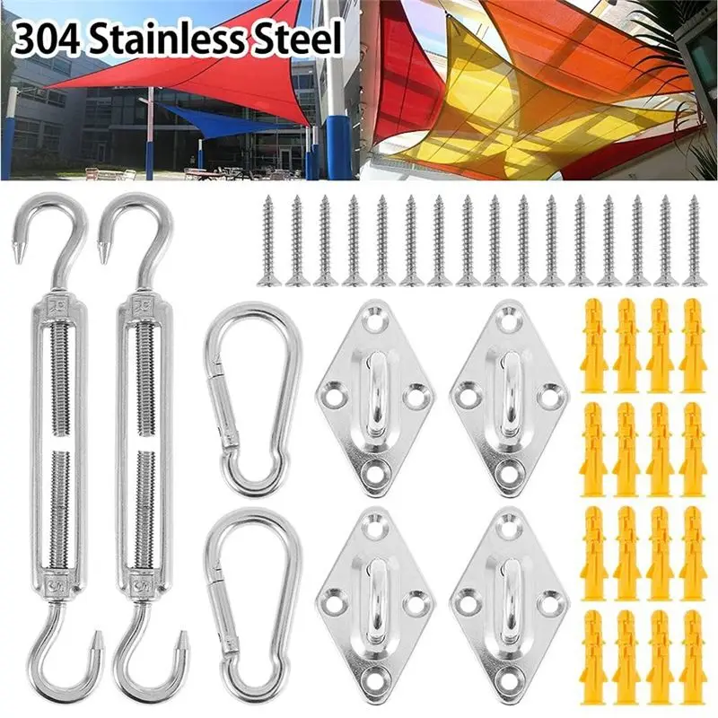 A36T-Shade Sail Fixing Kit Sun Shade Hardware Kit 6 Inch For Triangle Rectangle Sun Shade Sail Installation