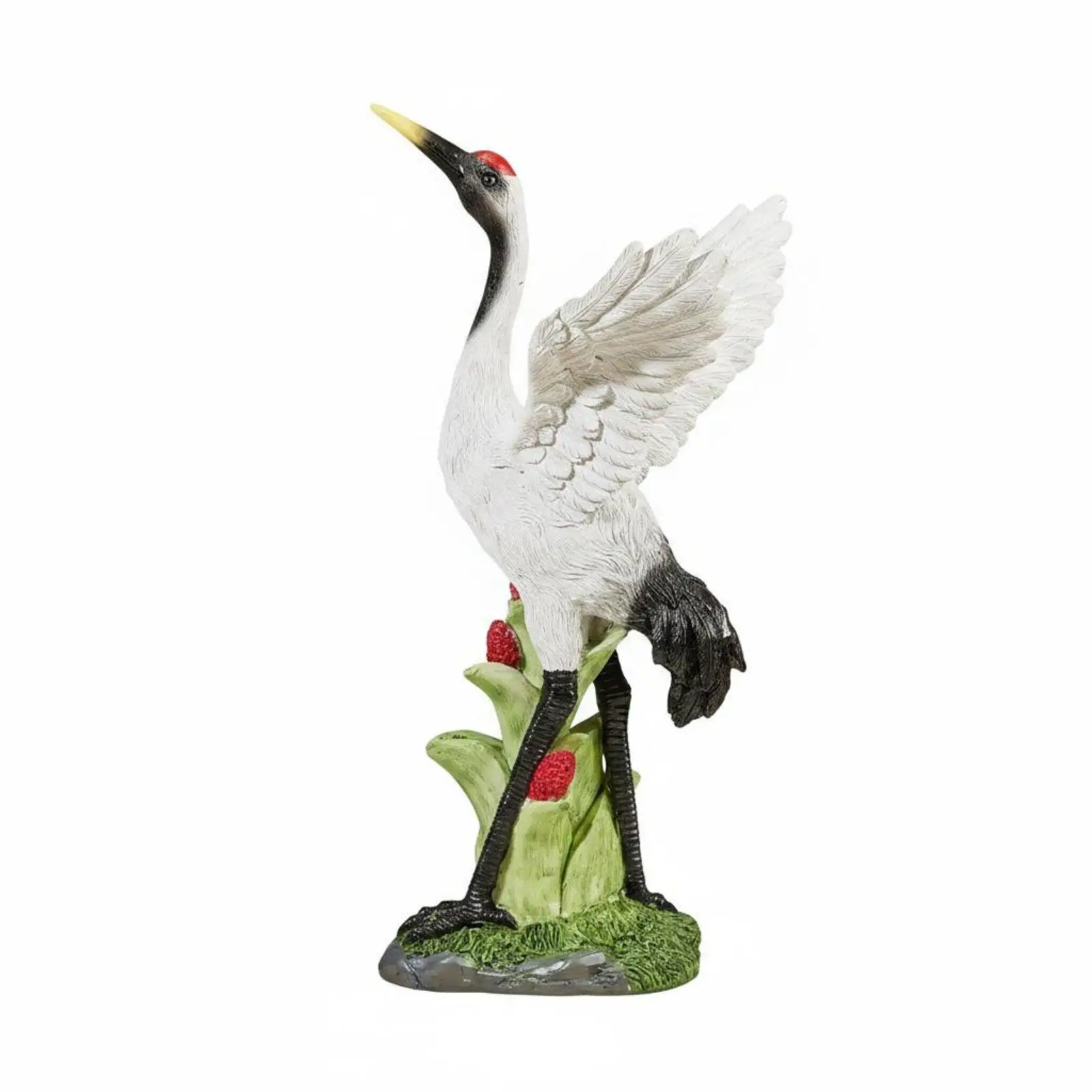 Realistic Crane Figurine Lifelike Design Resin Crane Sculpture for Pond, Yard